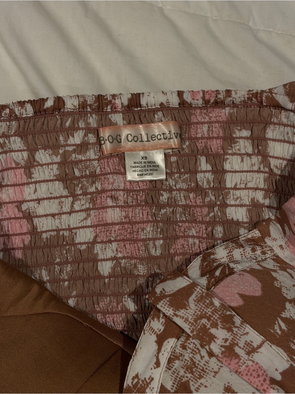 B.O.G Collective Brown & Pink Smocked Dress